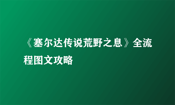 《塞尔达传说荒野之息》全流程图文攻略