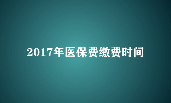 2017年医保费缴费时间