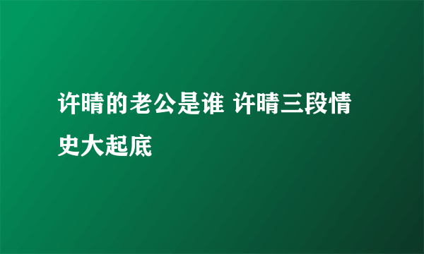 许晴的老公是谁 许晴三段情史大起底