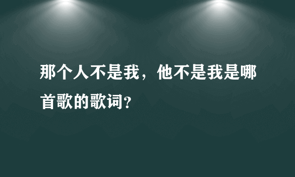 那个人不是我，他不是我是哪首歌的歌词？