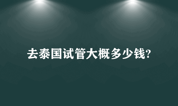 去泰国试管大概多少钱?