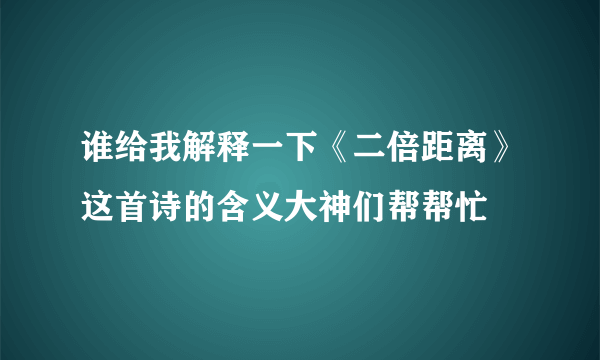 谁给我解释一下《二倍距离》这首诗的含义大神们帮帮忙