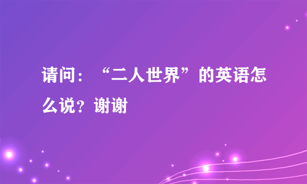 请问：“二人世界”的英语怎么说？谢谢