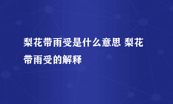 梨花带雨受是什么意思 梨花带雨受的解释