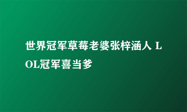 世界冠军草莓老婆张梓涵人 LOL冠军喜当爹