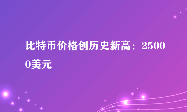 比特币价格创历史新高：25000美元