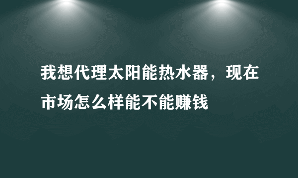 我想代理太阳能热水器，现在市场怎么样能不能赚钱