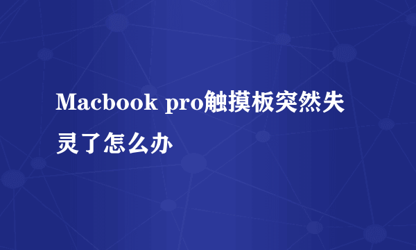 Macbook pro触摸板突然失灵了怎么办