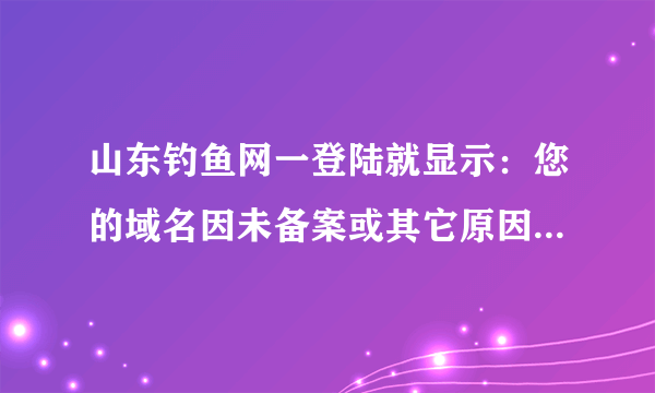 山东钓鱼网一登陆就显示：您的域名因未备案或其它原因已被禁止访问，请问怎么解决啊？