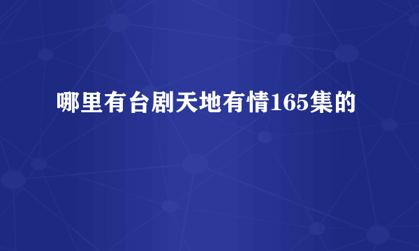 哪里有台剧天地有情165集的