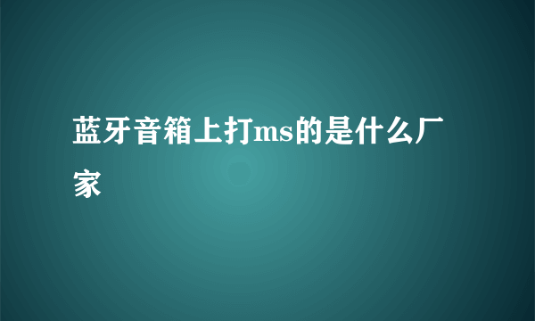 蓝牙音箱上打ms的是什么厂家