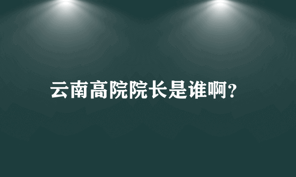 云南高院院长是谁啊？