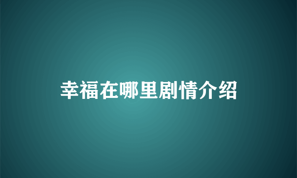 幸福在哪里剧情介绍