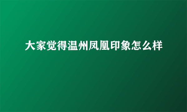 大家觉得温州凤凰印象怎么样