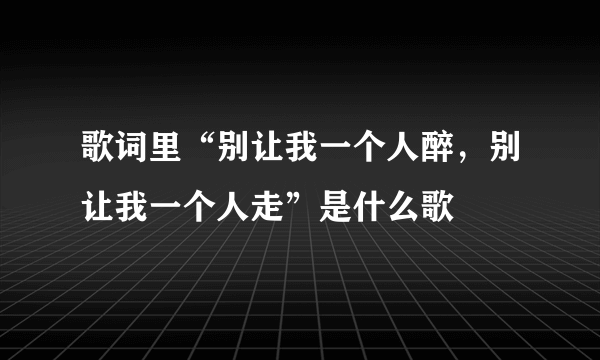 歌词里“别让我一个人醉，别让我一个人走”是什么歌