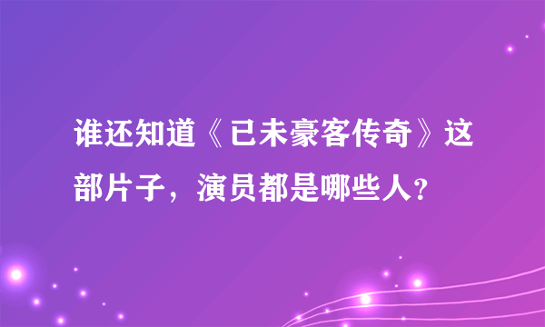 谁还知道《已未豪客传奇》这部片子，演员都是哪些人？