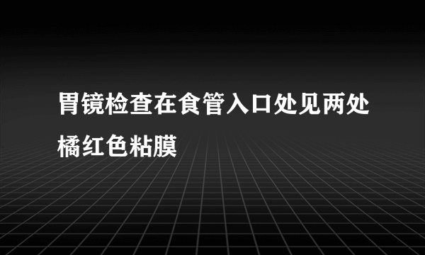 胃镜检查在食管入口处见两处橘红色粘膜