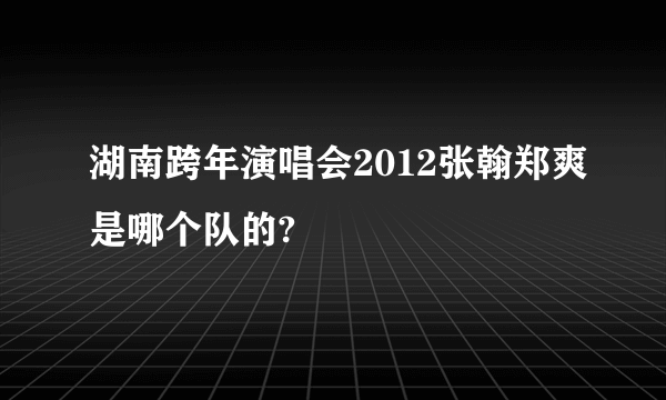 湖南跨年演唱会2012张翰郑爽是哪个队的?