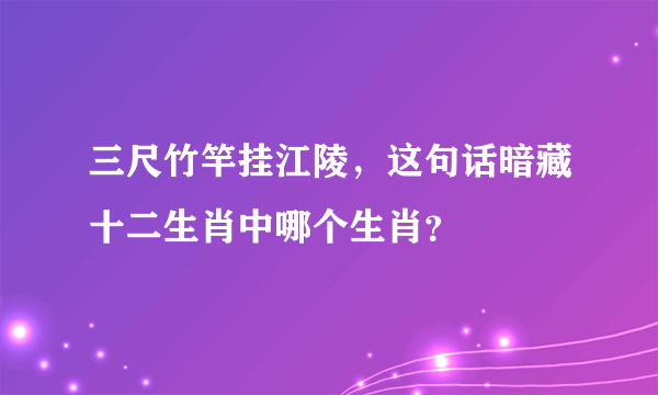 三尺竹竿挂江陵，这句话暗藏十二生肖中哪个生肖？