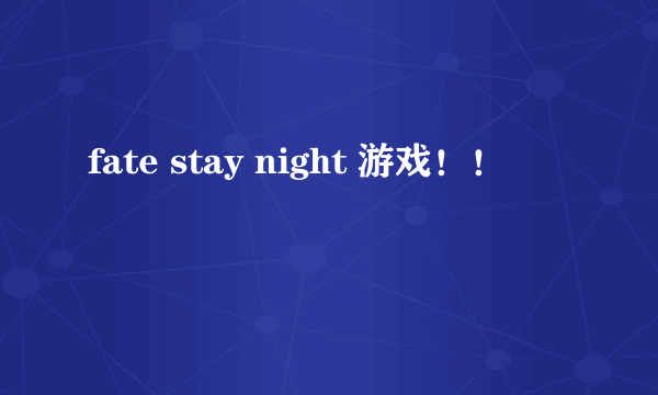 fate stay night 游戏！！