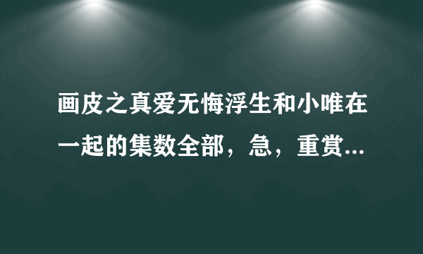 画皮之真爱无悔浮生和小唯在一起的集数全部，急，重赏，谢谢各位有心人