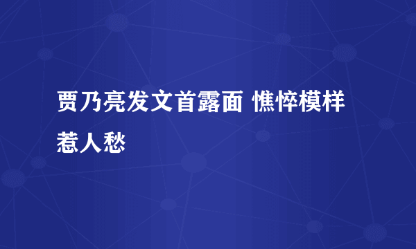 贾乃亮发文首露面 憔悴模样惹人愁