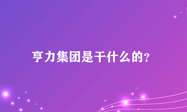 亨力集团是干什么的？