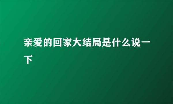 亲爱的回家大结局是什么说一下