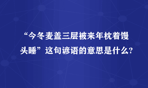 “今冬麦盖三层被来年枕着馒头睡”这句谚语的意思是什么?