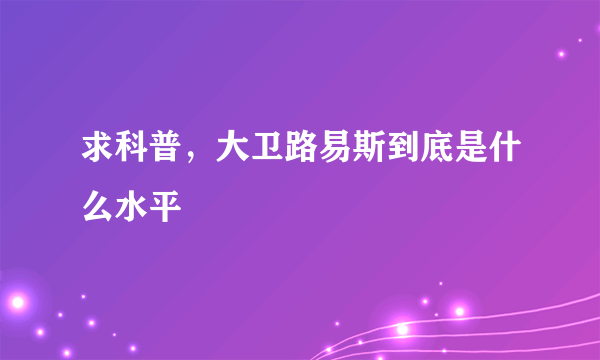 求科普，大卫路易斯到底是什么水平