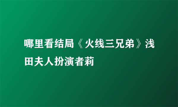 哪里看结局《火线三兄弟》浅田夫人扮演者莉