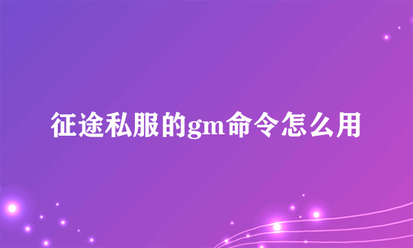 征途私服的gm命令怎么用