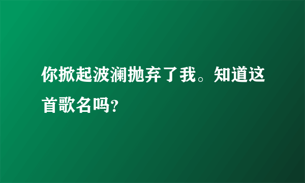 你掀起波澜抛弃了我。知道这首歌名吗？