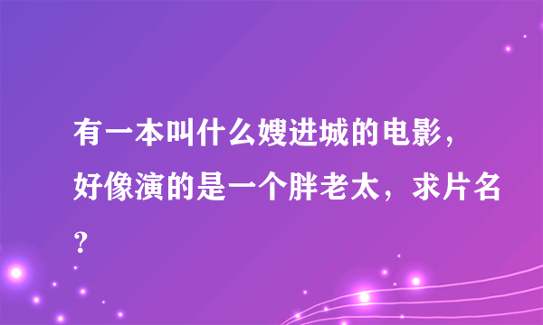 有一本叫什么嫂进城的电影，好像演的是一个胖老太，求片名？