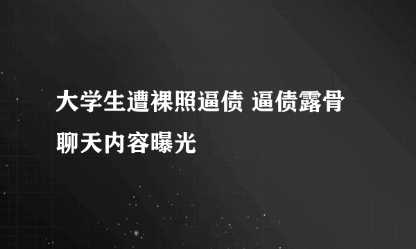 大学生遭裸照逼债 逼债露骨聊天内容曝光