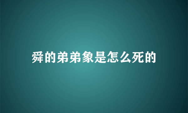 舜的弟弟象是怎么死的