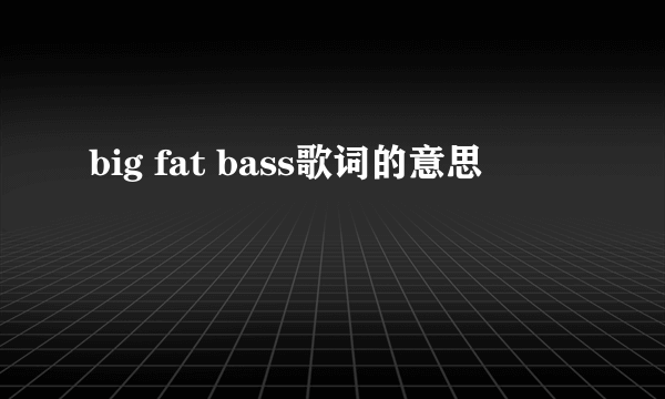 big fat bass歌词的意思