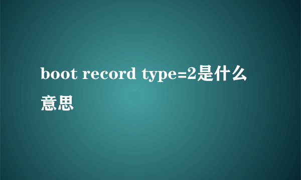 boot record type=2是什么意思