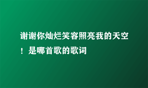 谢谢你灿烂笑容照亮我的天空！是哪首歌的歌词