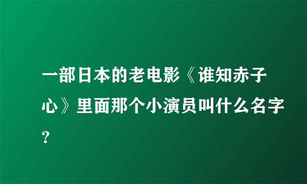 一部日本的老电影《谁知赤子心》里面那个小演员叫什么名字？