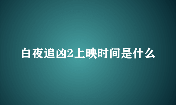 白夜追凶2上映时间是什么