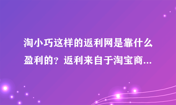 淘小巧这样的返利网是靠什么盈利的？返利来自于淘宝商家吗？如果不是，为什么有些店没有返利？