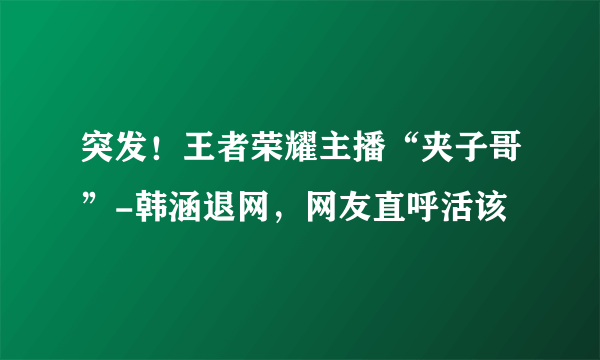 突发！王者荣耀主播“夹子哥”-韩涵退网，网友直呼活该