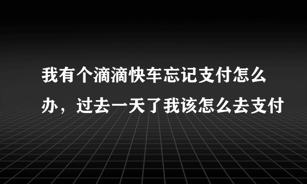 我有个滴滴快车忘记支付怎么办，过去一天了我该怎么去支付