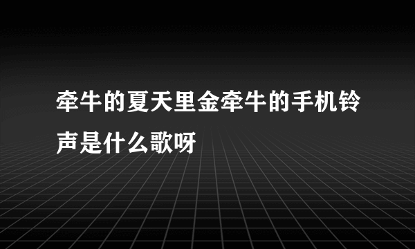 牵牛的夏天里金牵牛的手机铃声是什么歌呀