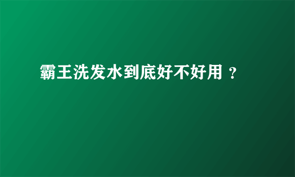 霸王洗发水到底好不好用 ？