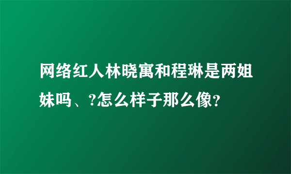 网络红人林晓寓和程琳是两姐妹吗、?怎么样子那么像？