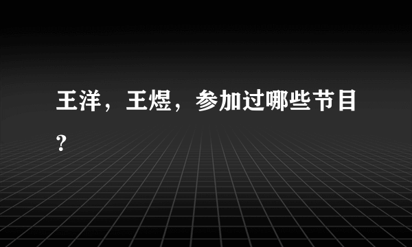 王洋，王煜，参加过哪些节目？