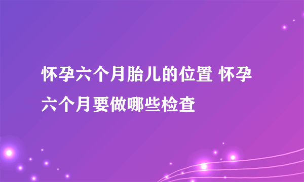 怀孕六个月胎儿的位置 怀孕六个月要做哪些检查