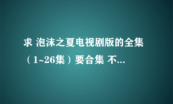 求 泡沫之夏电视剧版的全集（1~26集）要合集 不要下载地址